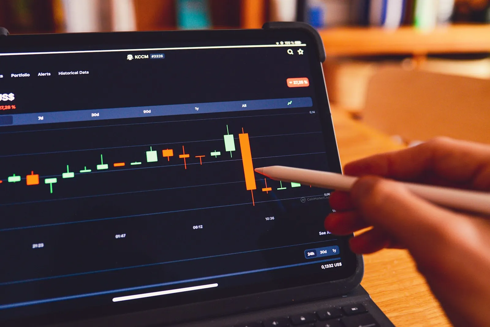 A laptop screen displaying a financial planning chart